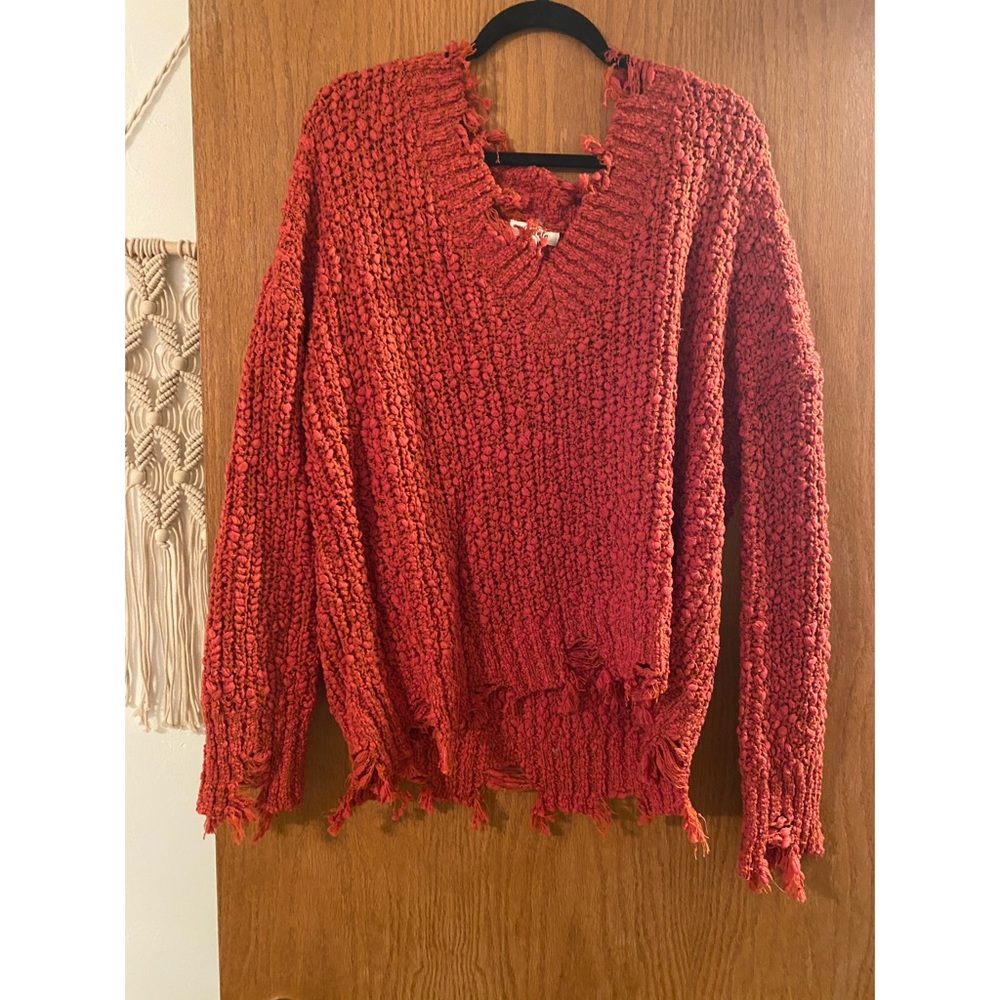 Blue Layne Boutique frayed sweater